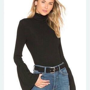 Paige Kenzie Black Turtleneck Bell Sleeve Top